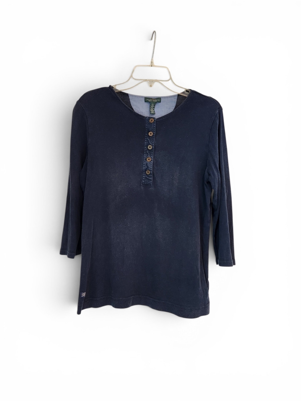 Vintage Green Label Lauren Ralph Lauren Navy Patch Detail Tee Size L